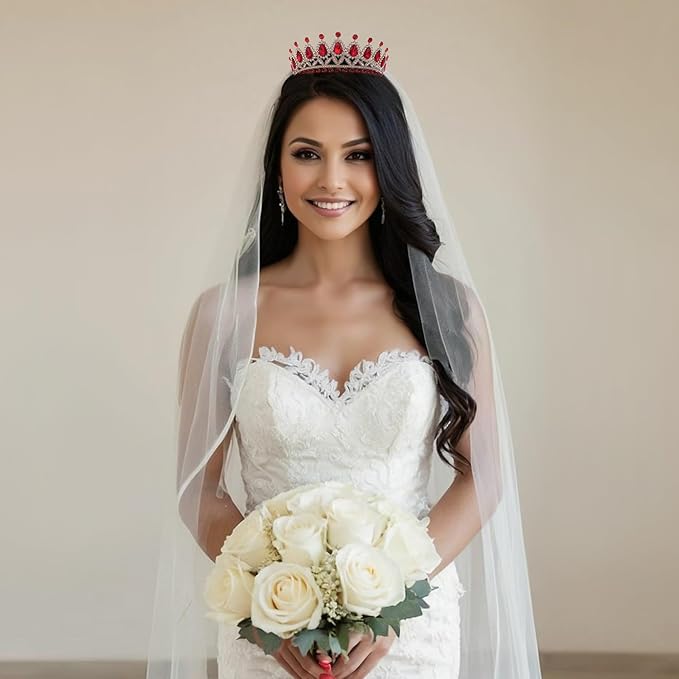 FORSEVEN Crystal Tiaras and Crowns for Women - Wedding and Birthday Party Princess Crown Hair Accessories - Bride Rhinestone Headband Halloween Decorations Hairband