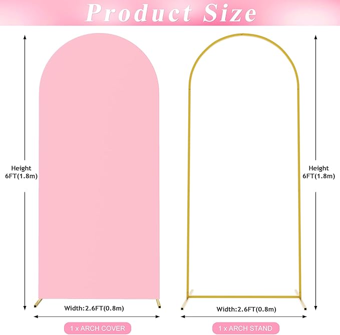 Wokceer 6 FT Wedding Arch Stand and Arch CoverMetal Arch Stand with Arch Stand Cover for Birthday Party Wedding Ceremony Bridal Baby Shower Event Decor