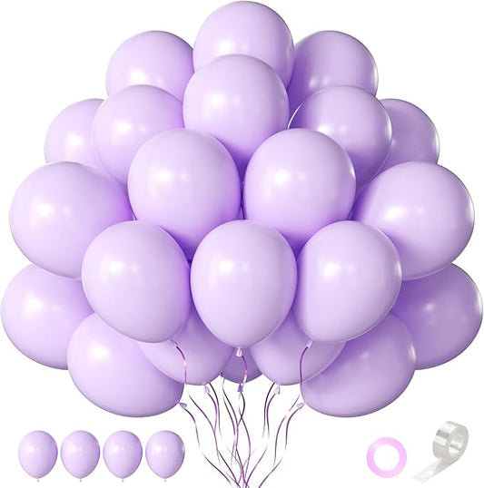Lavender Balloons 60 PCS 12 Inch Light Purple Pastel Purple Latex Balloons for Birthday Baby Shower Bridal Shower Wedding Graduation Party Decoration