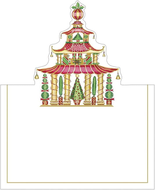 Caspari Christmas Pagodas Die-Cut Place Cards - 8 Per Package