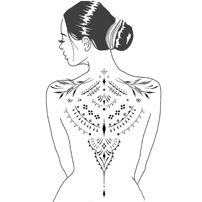 Temporary Floral Tattoos Adults for Women Temporary Neck Long Lasting Temp Realistic Fake Unique Tattoo Mandala Body flowers Sticker Women Real Looking Fake Tatoos (Temporary Tattoos Sticker 27)