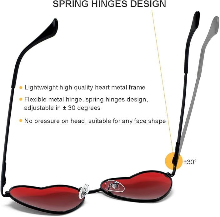 JOVAKIT Polarized Heart Sunglasses for Women Fashion Lovely Style Metal Frame UV400 Protection Lens
