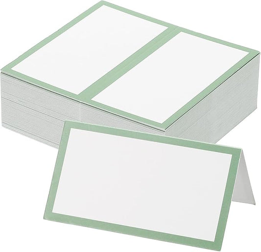 PATIKIL 50Pcs Table Place Cards, 3.5 x 2 Inches Blank Name Place Cards for Table Setting Wedding Reception Buffet, Green