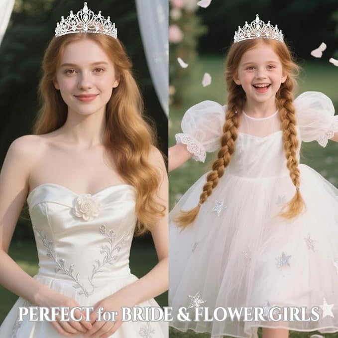 TODDER Silver Tiara for Women Girls Rhinestone Princess Queen Crowns Crystal Headband for Girls Wedding Hair Accessories for Bridal Birthday Party Prom Halloween Cosplay Holidays