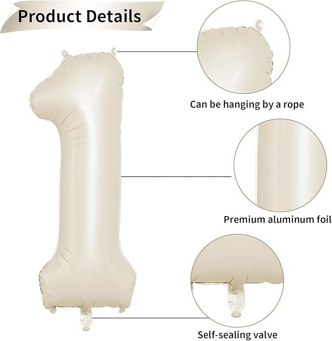Biapian 40 Inch Cream Number 18 Balloon, 18th Birthday Balloons, Big Digital 18 or 81 Beige White Giant 18 Foil Balloon Helium for 81st 18th Birthday Decorations Anniversary Baby Shower Party Supplies