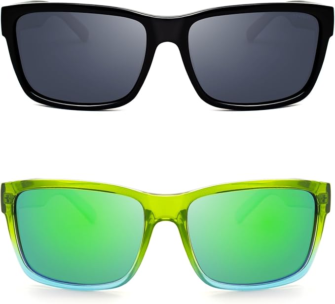 LECKIRUT Vintage Polarized Sunglasses for Men Women Retro Oversized Square Mirror Sun Glasses