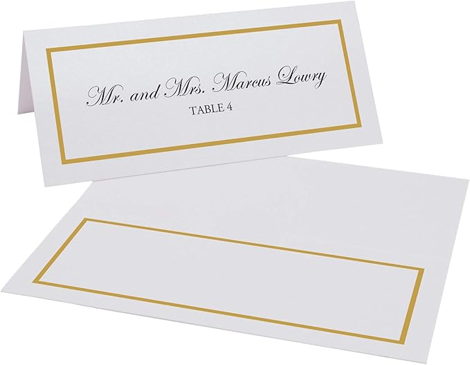 Single Line Border Printable Place Cards, Gold (Choose Color), Set of 60 (10 Sheets), Laser & Inkjet Printers - Wedding, Party, Dinner, and Special Events - Made in the USA
