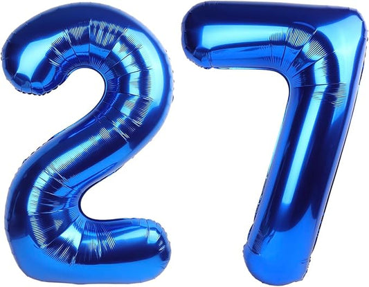 Giant Navy Blue 27 Balloon Number 40 Inch, 27 Number Balloons Birthday Supplies, 27 Year Old Birthday Party Celebration, 27 Balloons Graduations Anniversary Decorations