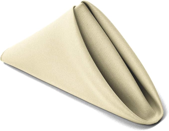 TableLinensforLess 17x17 Inch Polyester Cloth Napkins, Set of 12 (Sand)