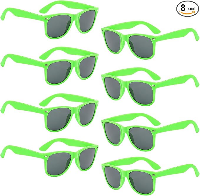 Pibupibu Kids Neon Colors Party Favor Supplies Unisex Sunglasses Pack of 8