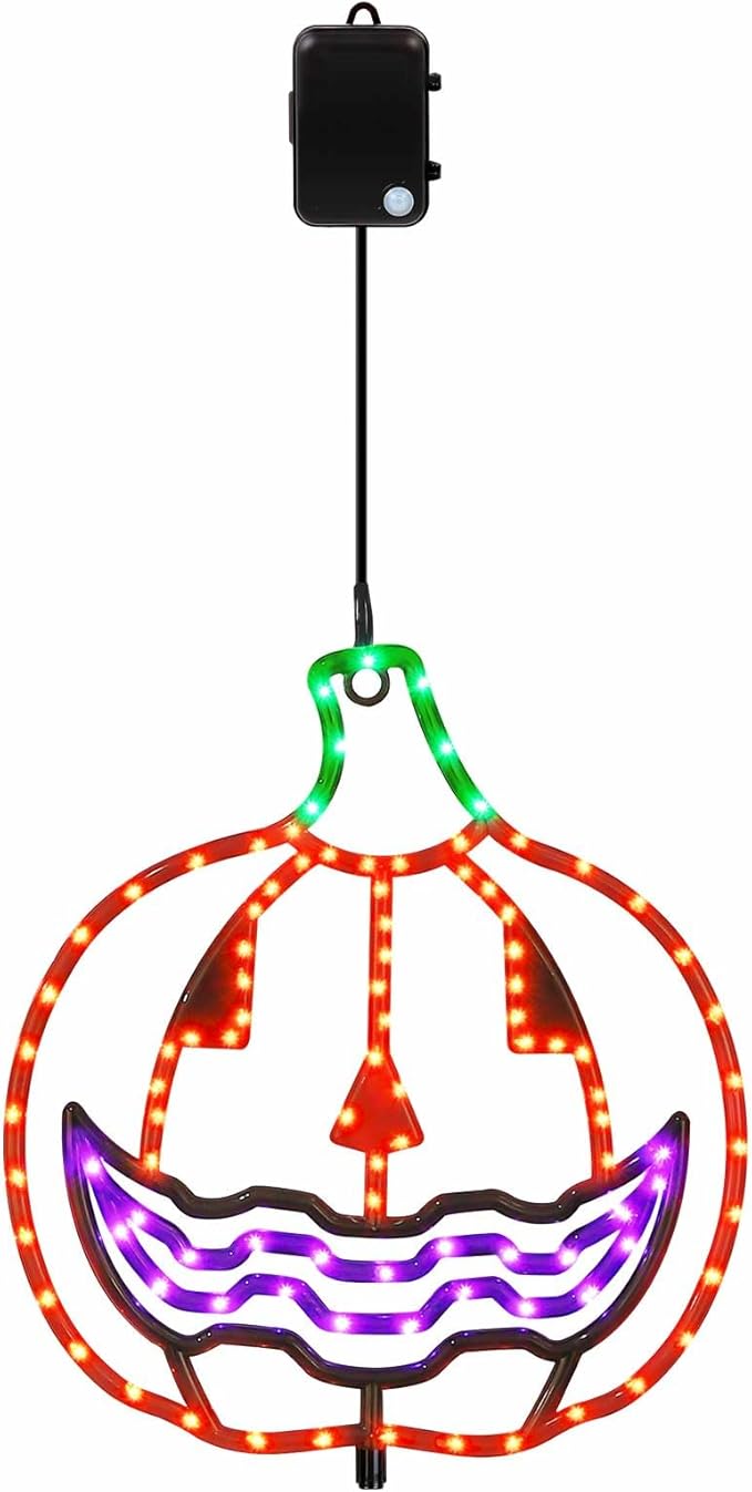 Halloween Lighted Pumpkin Light Single – Hanging Lighted Pumpkin with 4 Light Modes & Timer – Indoor & Outdoor Halloween Decor Yard Decorations Spooky Party Lighting