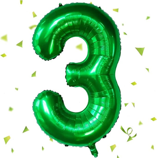 Green Number Balloons, 40 Inch Dark Green Balloon 3.3 Helium Balloon 3rd Birthday for 3 Years Birthday Party Wedding Anniversary Decoration Children Girls Boys