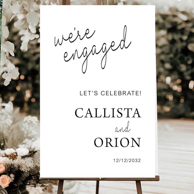Personalized Engagement Welcome Sign – Minimalist Engagement Party Yard Sign – We’re Engaged Signs – Engagement Party Decorations for Couple - She Said Yes! (Version 5)