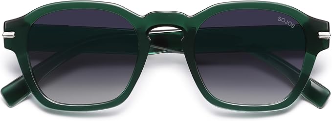 SOJOS Vintage Retro Square Polarized Sunglasses Men Standard Fit Trendy Womens Sun Glasses SJ2382