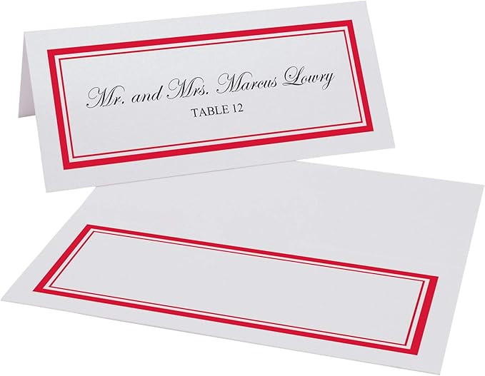Double Line Border Place Cards, Ruby Red (Choose Color), Set of 150, Pre-cut and Scored - Wedding, Party, Dinner, and Special Events - Made in the USA