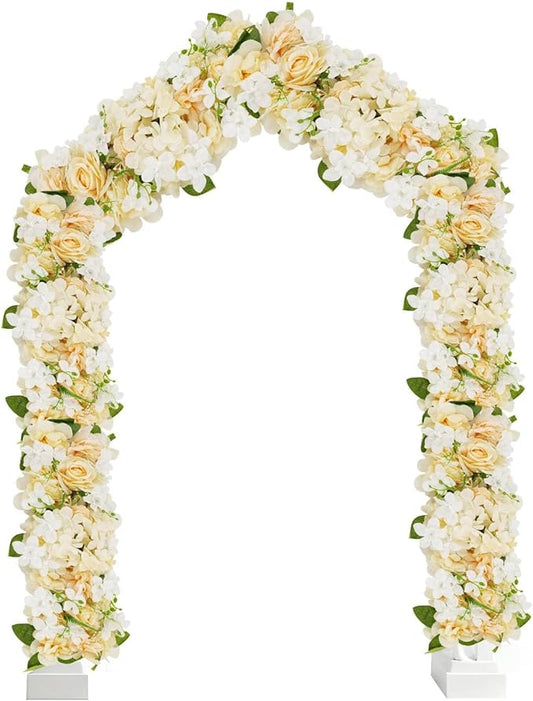 6 Pack Artificial Peony Garland,Wedding Arch Artificial Flower Panels,Flowers Wall Backdrop Panel for Wedding Dining Table Christmas Home Party Decor (White&Champagne)