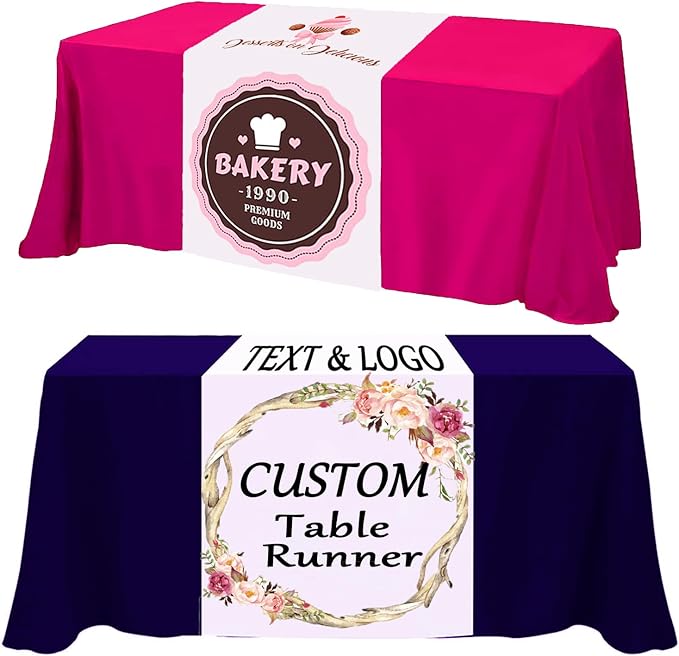 Custom Table Runner, Customize Tablecloths with Business Logos or Your Text and, Personalize DIY The Tablecloth with Your Image, Suitable for Birthday, Party, Wedding, Holiday Decorati