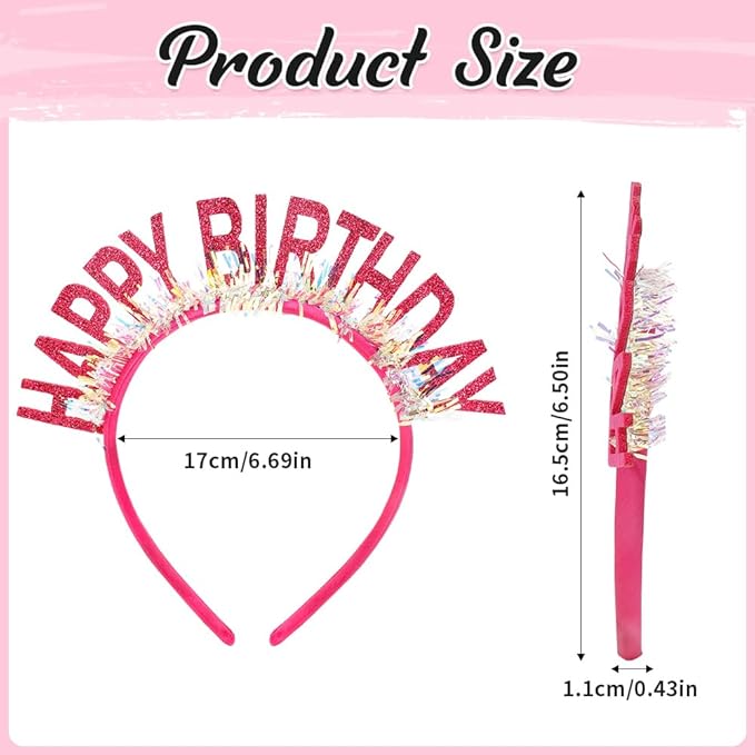 Birthday Headband Tiara, Happy Birthday Headband Tiara Accessories for Women, Rose Red Tiaras Crown Accessories Decorations Party Favors for Girl Princess