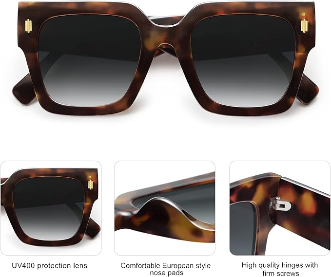 SOJOS Vintage Oversized Square Sunglasses for Women,Retro Womens Luxury Big Large Sun Glasses UV400 SJ2194
