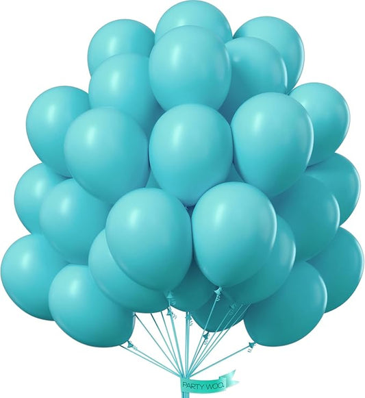 PartyWoo Teal Balloons 100 pcs 12 Inch Turquoise Aqua Blue Teal Balloons for Graduation Wedding Baby Shower Bridal Shower Gender Reveal Anniversary Birthday Party Decorations Teal-Y69
