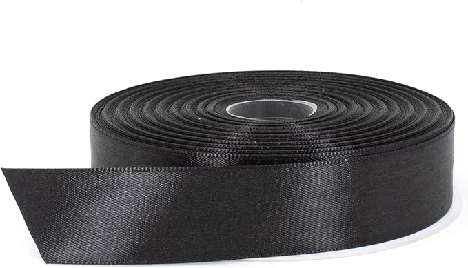 Black Satin Ribbon - 1 inch x 50 Yards, Double Face Solid Color, Thick and Durable Ribbon Roll for Gift Wrapping, Crafts, Hair and Multiple Decorations