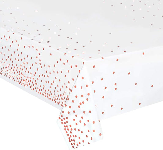 4 Pack Plastic Tablecloths for Rectangle Tables, Waterproof Disposable Party Table Cloths with Rose Gold Dot, Table Covers for Decorations, Baby Shower, Birthday, Valentines Day Mothers