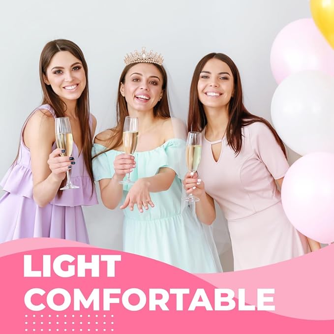 Birthday Tiara and Crown with Sash for Women, Hair Accessories for Wedding Party Costume (B - Rose)