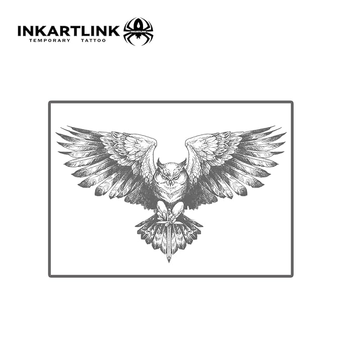 INKARTLINK Tattoo Tech, 2 Sheets Medium Semi Permanent Tattoo, Adult Art Design Temporary Tattoos, Lasts 1-2 Weeks, Waterproof, Realistic Look, No Reflection (Eagle Totem)