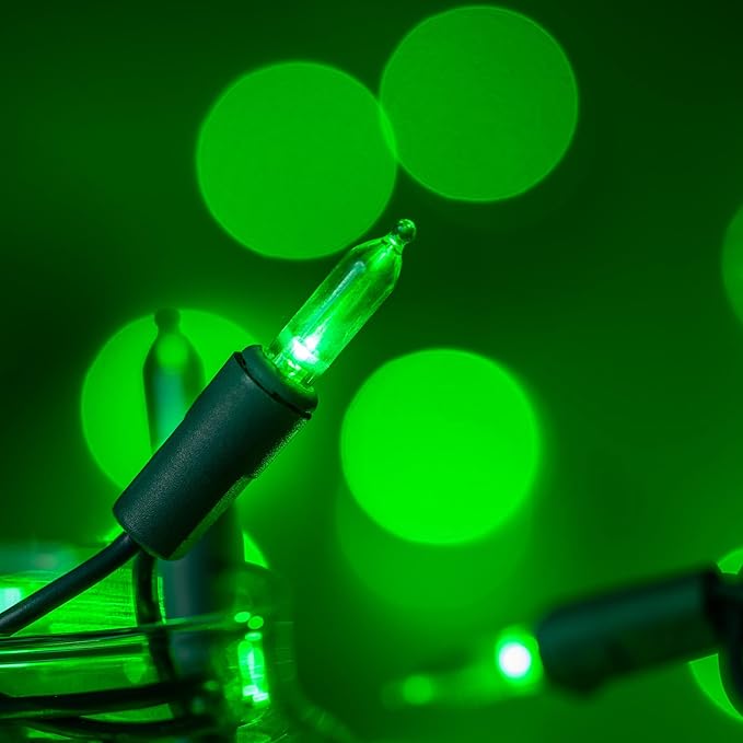 YULETIME Green LED Christmas Lights 200 Count 50 ft, Pack of 2 Strands 25 ft 100 Lights UL Certified String Light Set (Green)