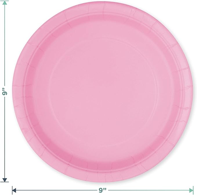 Solid Lovely Pink Paper Dinner Plates and Luncheon Napkins - Pretty Light Pink Party Supplies For Birthdays, Showers, Spring Parties, and More (Serves 16)