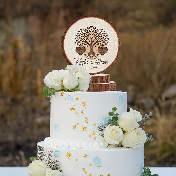 Rustic Wedding Cake Topper Mr and Mrs, Rustic Wood Wedding Cake Toppers, Custom Initials and Anniversary Date Country Party Decorations, Personalized Valentines Day Gifts for Her Wife Women