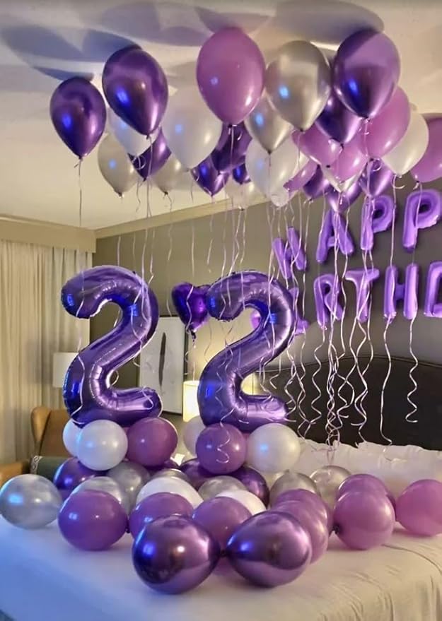 40 Inch Big Purple Number 2 Balloon Birthday Decoration, Number 2 Helium Balloon 12 20 22 23 24 26 28 32 42 Celebration, Boy Girl Baby Anniversary Party Graduations Supplies Decorations