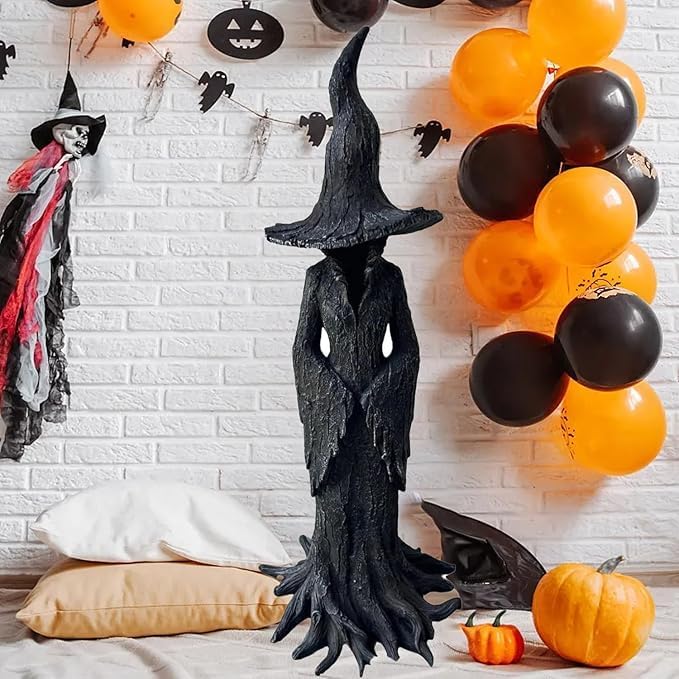 Witch Statue, Retro Magician Decor, Halloween Resin Figurine, Curse Theme Statues Figurine Halloween, Desktop Ornament Home Decoration