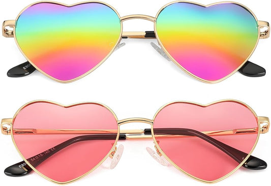 JOVAKIT Polarized Heart Sunglasses for Women Fashion Lovely Style Metal Frame UV400 Protection Lens