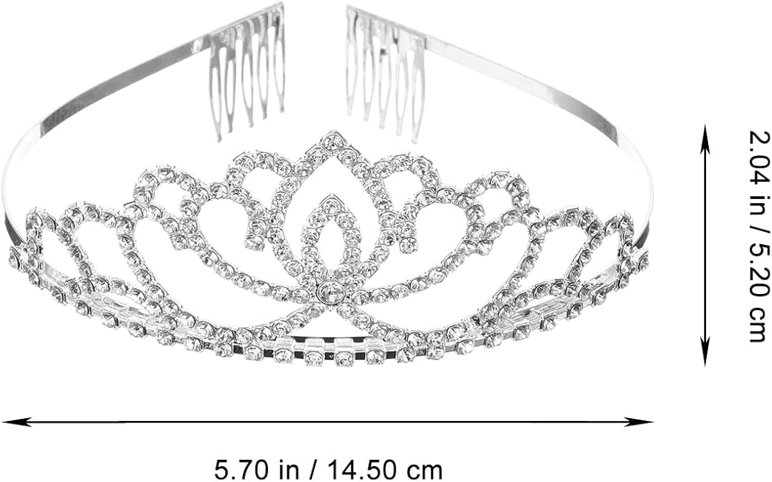 2Pcs Rhinestone Crowns:Silver Crystal Tiaras for Women Girls Princess Queen Wedding Bride Birthday Elegant Headpiece Party Prom Hair Accessories