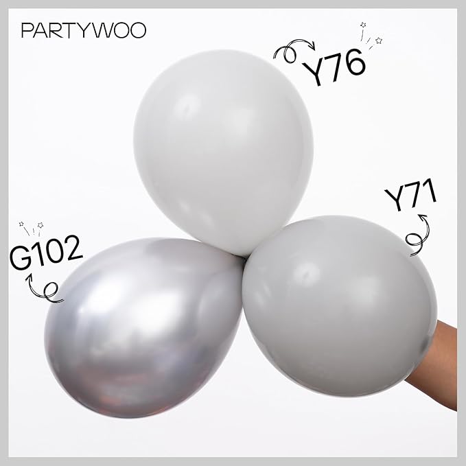 PartyWoo Gray Balloons 50pcs of 12 Inch Matte Gray Latex Helium Balloon for Baby Shower Graduation Wedding Anniversary Bachelorette Retirement Birthday Gender Reveal Party Decorations Gray-Y71