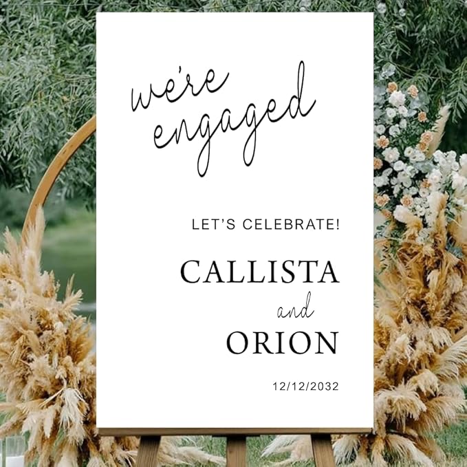 Personalized Engagement Welcome Sign – Minimalist Engagement Party Yard Sign – We’re Engaged Signs – Engagement Party Decorations for Couple - She Said Yes! (Version 5)