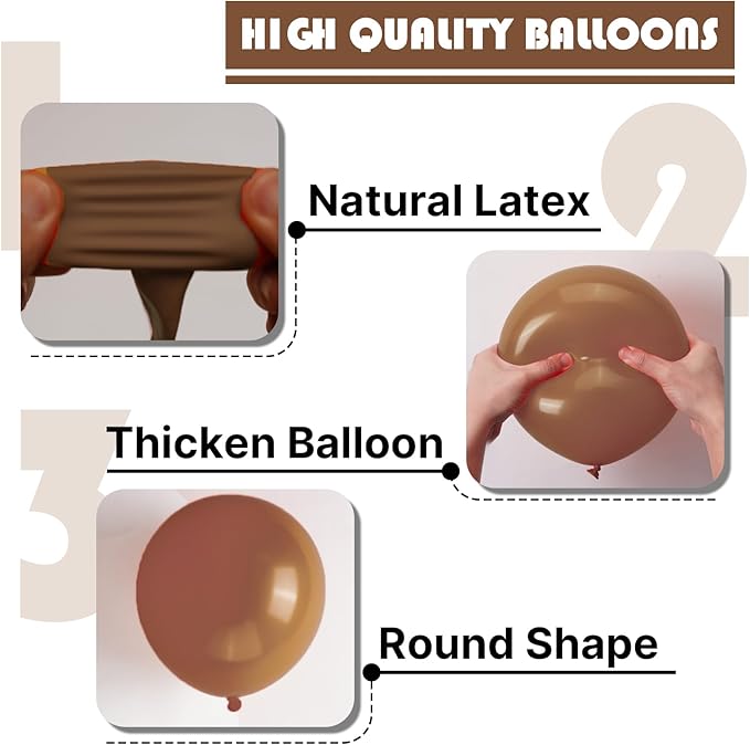 PartyWoo Brown Balloons 100pcs 5 Inch Small Mini Boho Neutral Coffee Tan Fall Latex Balloons for Wedding Baby Shower Gender Reveal Graduation Safari Woodland Birthday Fall Party Decorations Brown-F09