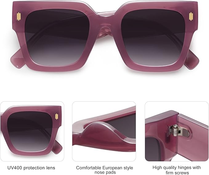 SOJOS Vintage Oversized Square Sunglasses for Women,Retro Womens Luxury Big Large Sun Glasses UV400 SJ2194
