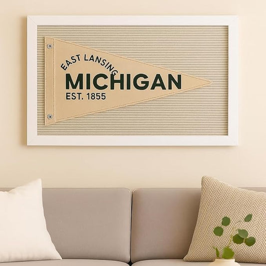 Custom Hand Embroidered Pennant Banner for University, Personalized State City Year Hand-Stitched Canvas Flag for College Dorm Wall Decor, Graduation Gifts Alumni Souvenir, Sports Spirit Banner Flag