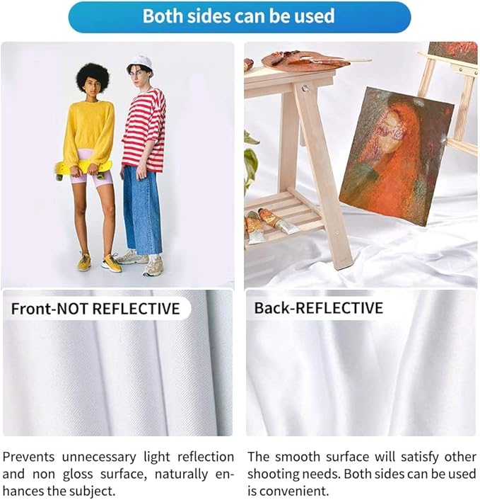 HEMMOTOP White Photo Backdrop, 6x9 ft White Background for Photography, Seamless Screen Backdrops for Photoshoot, Easter, Birthday Party, Video Recording, Photos, Projector (Backdrop only)