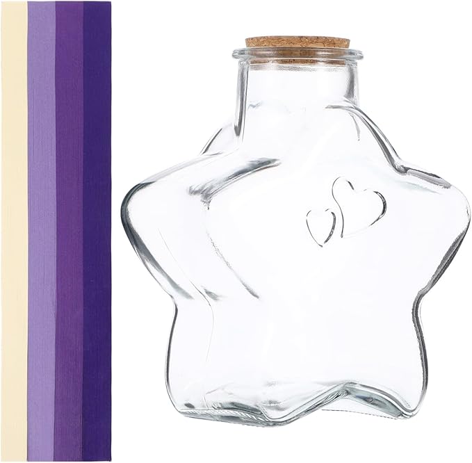 Zerodeko Star Glass Bottles with Cork – Mini Wishing Bottles with 540 Origami Stars & Paper Strips, Message Jar Kit for DIY Christmas Presents, Holiday Party Favors, and Wedding Decorations