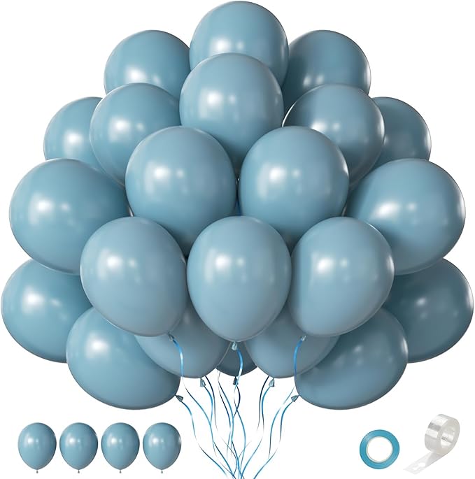 Blue Balloons, 60 PCS Dusty Blue Balloons 12 Inch Latex Balloon for Birthday Party Decoration, Wedding, Baby Shower, Engagement, Bridal Shower and Balloon Garland