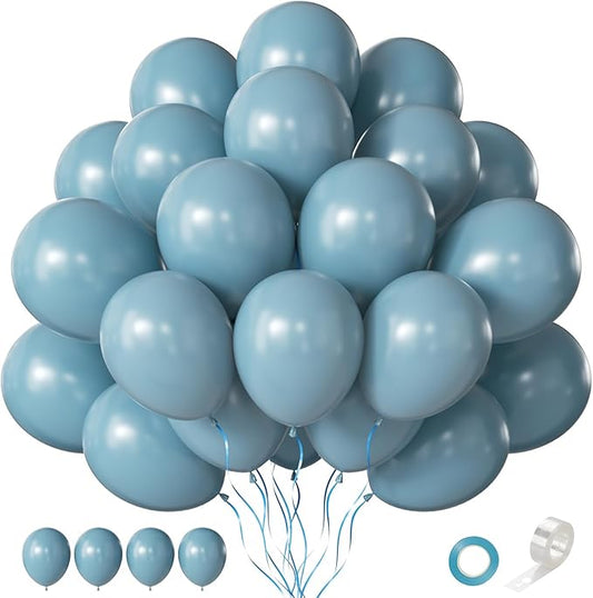 Blue Balloons, 60 PCS Dusty Blue Balloons 12 Inch Latex Balloon for Birthday Party Decoration, Wedding, Baby Shower, Engagement, Bridal Shower and Balloon Garland