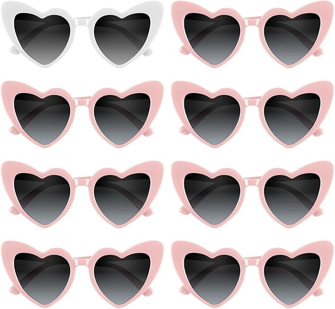 4/6/8/10/12 Pack Bachelorette Sunglasses Heart Sunglasses Vintage Heart Shaped Glasses for Women Bridal Party Wedding