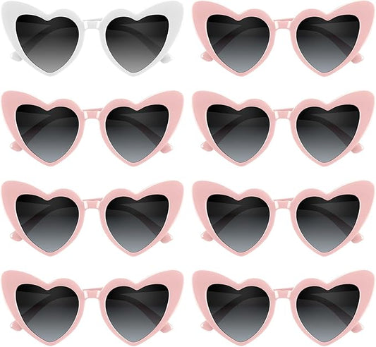 4/6/8/10/12 Pack Bachelorette Sunglasses Heart Sunglasses Vintage Heart Shaped Glasses for Women Bridal Party Wedding