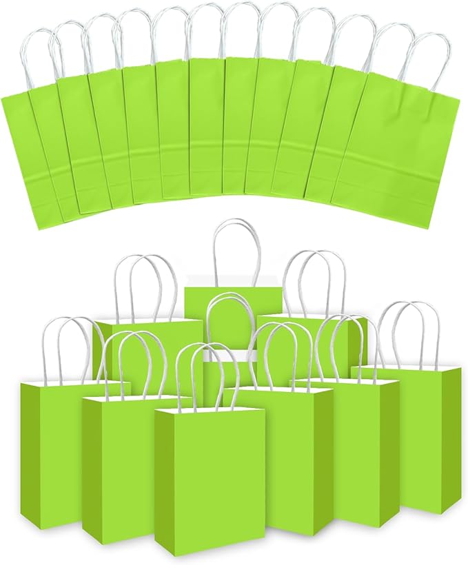 qiqee 30PCS Medium Gift Bag with Handles Bulk 11"x5"x8" Gift Bags Plum Green Bags Multiple Uses (Medium Size)