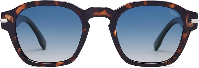SOJOS Vintage Retro Square Polarized Sunglasses Men Standard Fit Trendy Womens Sun Glasses SJ2382