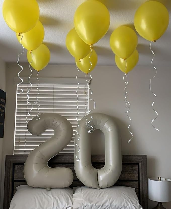Smlpuame 40 Inch Cream Number Balloons 0-9, Giant Self-Sealing Beige Foil Number 0 White Sand Digit Helium Balloon for Boys Girls Women Men Party Anniversary Supplies Decorations