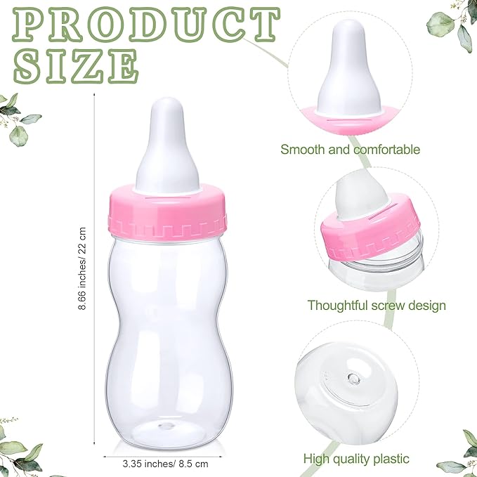 Roowest 512 Pcs Baby Shower Games Guess How Many Pacifiers Sign 100 Small Guessing Games 10 HB Pencils 750ml Milk Bottle 400 Acrylic Pacifiers Decoration for Guest Gender Reveal(Pink,Plant)
